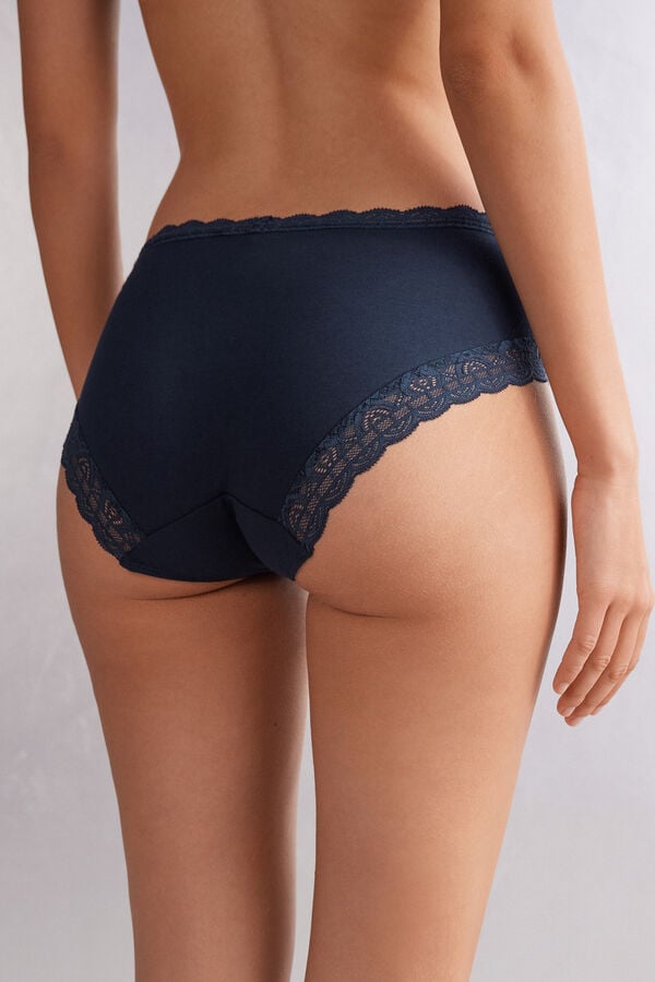 Blue Intimissimi Semi-High Rise Cotton And Lace Women Panties | mTDU2sGD