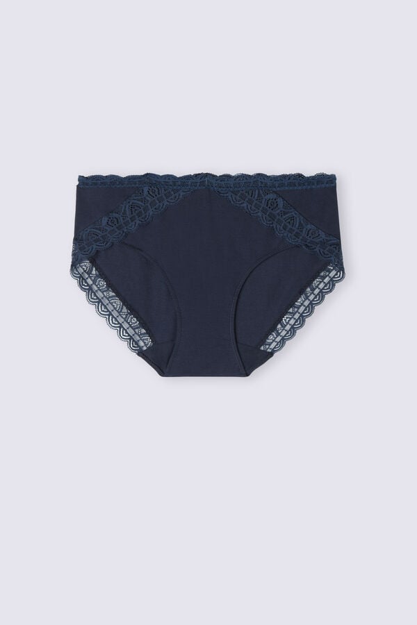 Blue Intimissimi Semi-High Rise Cotton And Lace Women Panties | mTDU2sGD