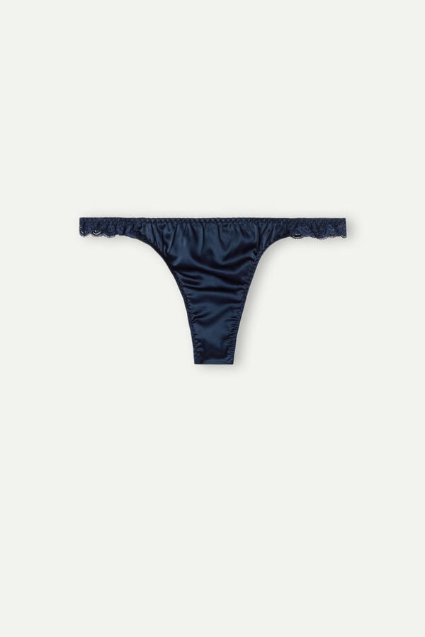 Blue Intimissimi Silk And Lace G-String Women Thong | 4ya3wJaH