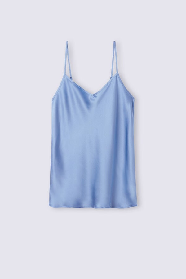 Blue Intimissimi Silk Satin With V-Neckline Women Tank Top | x7UUhw5U