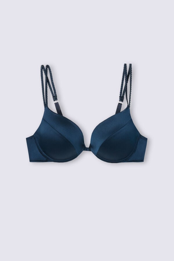 Blue Intimissimi Simona Super Push-Up Silk Women Bra | ZhtqCsKq