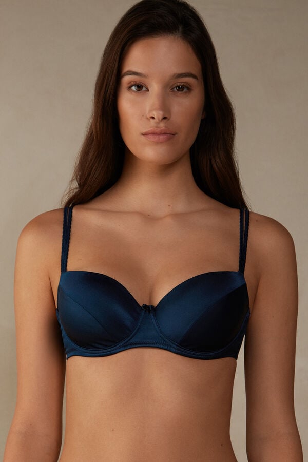 Blue Intimissimi Sofia Natural Lift Balconette Silk Women Bra | f0I7GUQZ