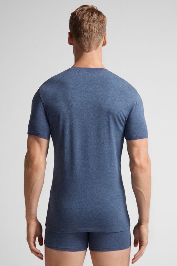 Blue Intimissimi Stretch Superior Cotton Men T-Shirt | 5mhwa2Uz