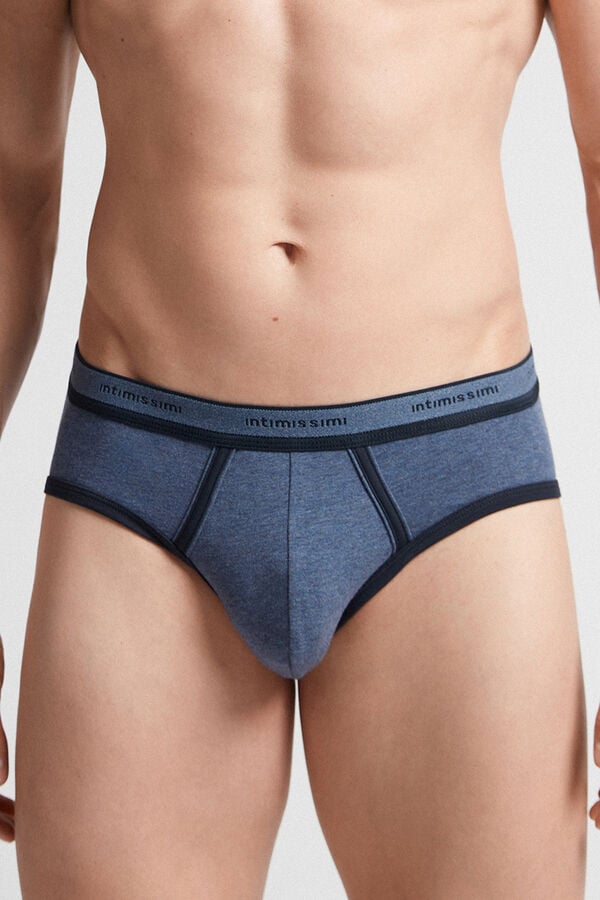 Blue / Blue Intimissimi Superior Cotton Logo Men Briefs | 9t4Hmwg4