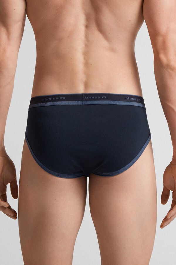 Blue / Blue Intimissimi Superior Cotton Logo Men Briefs | ncHCeCoc