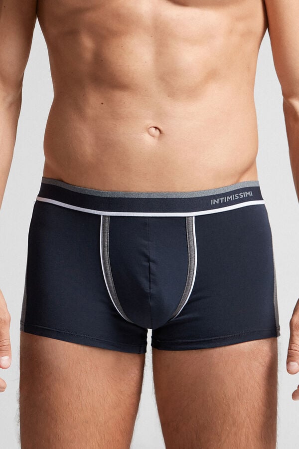 Blue / Deep Grey Intimissimi Two-Tone Superior Cotton Men Boxer | 6fazFSJf