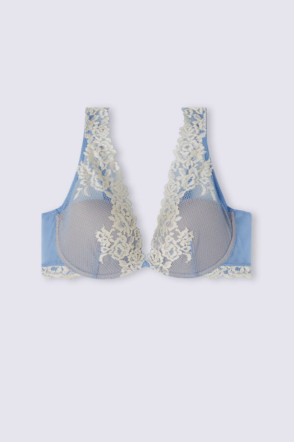 Blue / White Intimissimi Pretty Flowers Elena Balconette Women Bra | JkwUUlRb