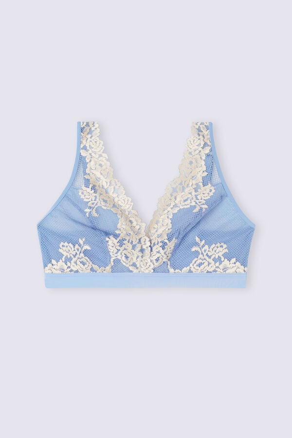 Blue / White Intimissimi Pretty Flowers Lara Triangle Women Bra | XhTKYs3i