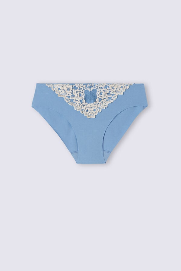 Blue / White Intimissimi Pretty Flowers Seamless Cotton Women Panties | ZzIeRH8w