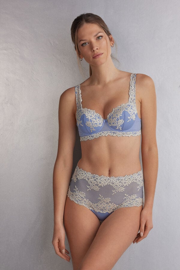 Blue / White Intimissimi Pretty Flowers Sofia Balconette Women Bra | Iwh1iSvD