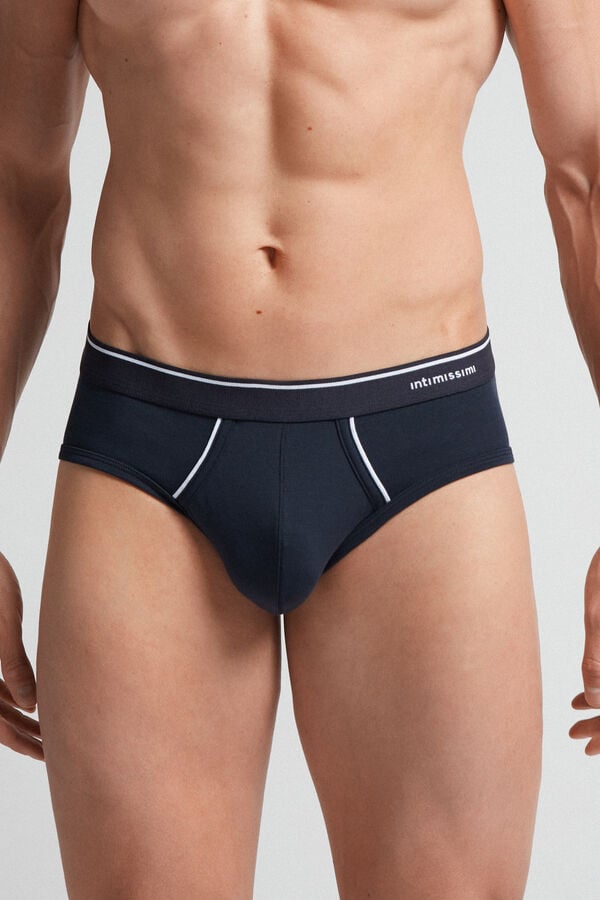 Blue / White Intimissimi Superior Cotton Exposed Elastic Men Briefs | iRmU6Ho6