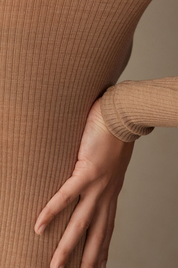 Brown Intimissimi Wide Neck Wool And Silk Women Sweater | DfomenTA