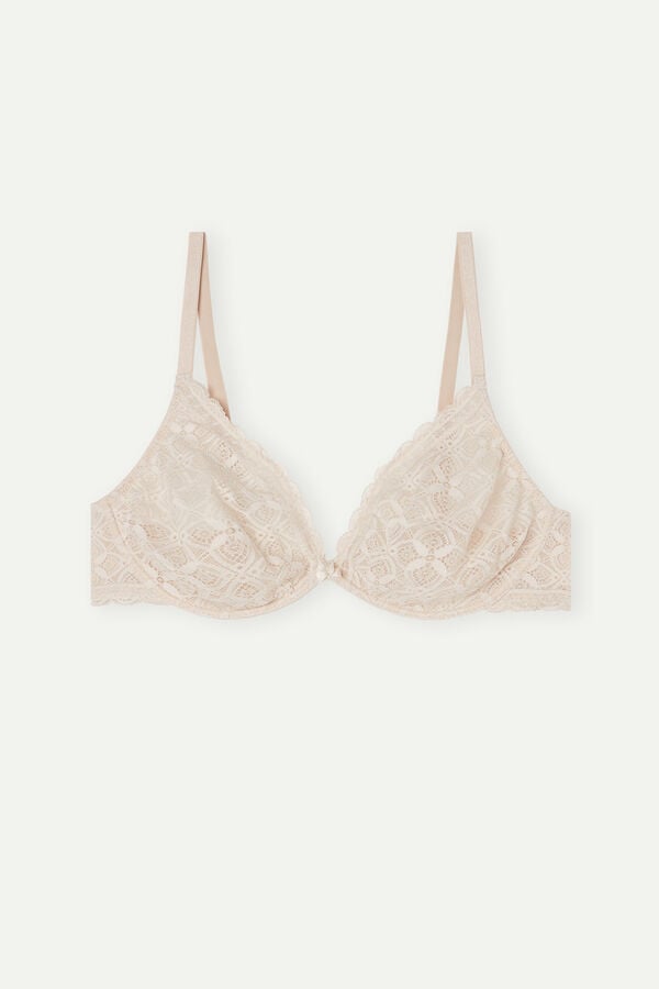 Cream Pink Intimissimi Alessia Balconette Lace Women Bra | SlaUtwDc