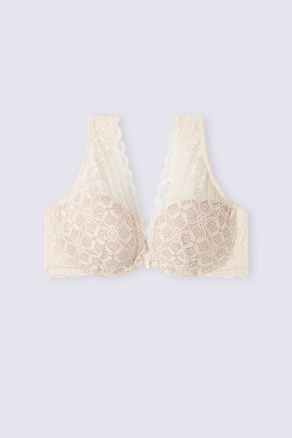 Cream Pink Intimissimi Elena Balconette Lace Women Bra | TwxyiyKw