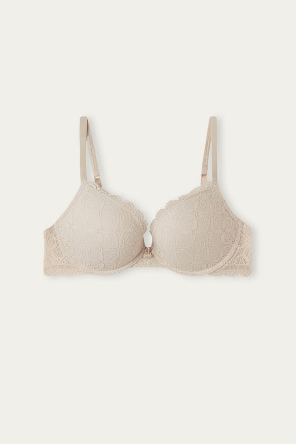 Cream Pink Intimissimi Elettra Super Push-Up Lace Women Bra | T658HFB4