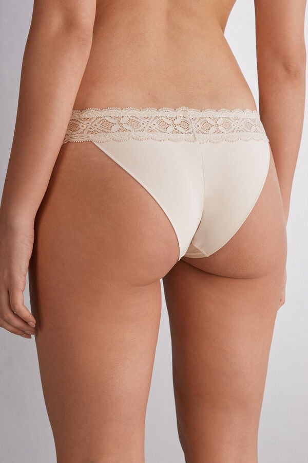 Cream Pink Intimissimi Lace And Microfiber Modifiedzilian Women Briefs | eKJi9rHt