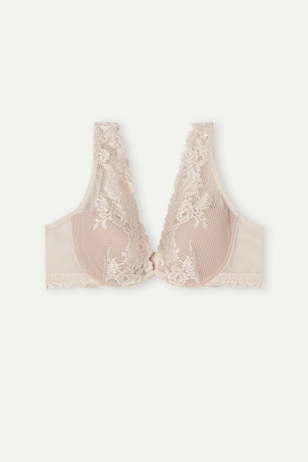 Cream Pink Intimissimi Pretty Flowers Elena Balconette Women Bra | QvKeicwX