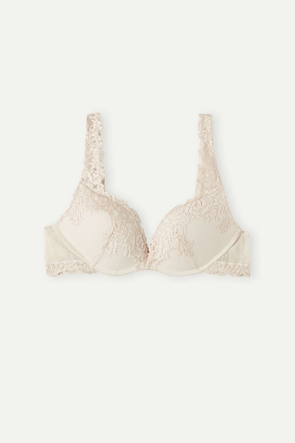 Cream Pink Intimissimi Pretty Flowers Gioia Super Push-Up Women Bra | X2I4hHm1