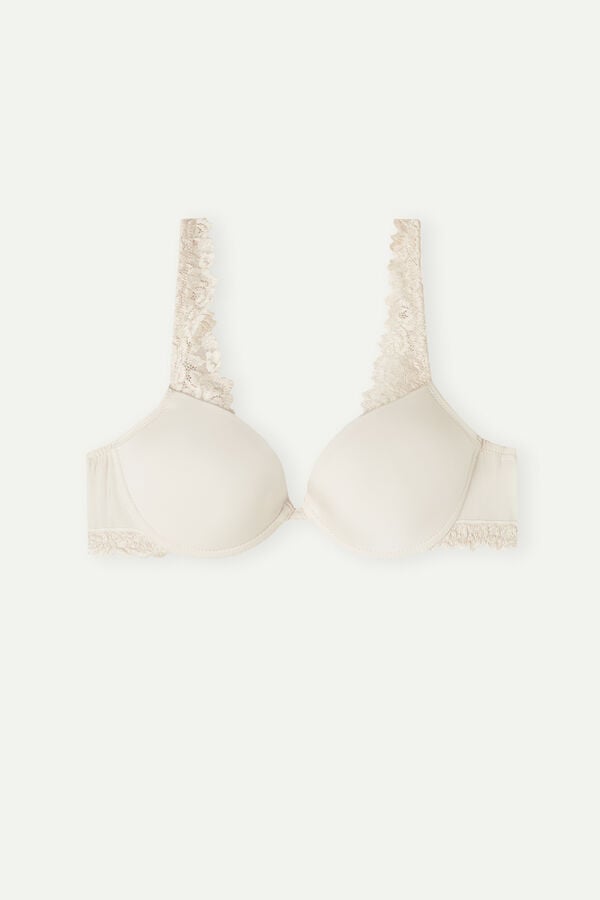 Cream Pink Intimissimi Pretty Flowers Microfiber Bellissima Push-Up Women Bra | B49FUYRi