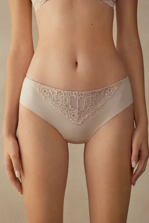 Cream Pink Intimissimi Pretty Flowers Seamless Cotton Women Panties | XqWNbtF3