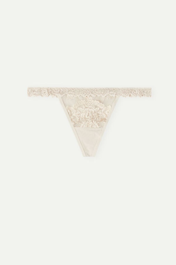 Cream Pink Intimissimi Pretty Flowers String Women Thong | QW5yWkxt