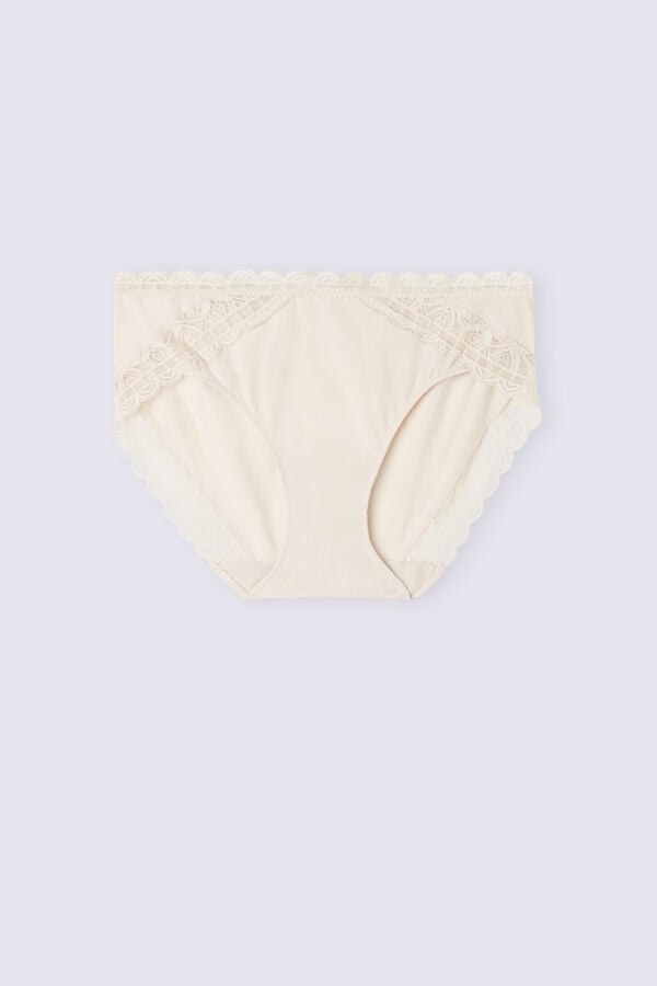 Cream Pink Intimissimi Semi-High Rise Cotton And Lace Women Panties | qeg3Uu1o