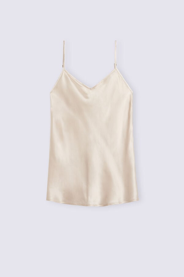 Cream Pink Intimissimi Silk Satin With V-Neckline Women Tank Top | yxoWhAR1