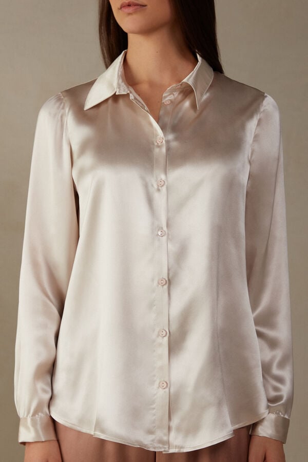 Cream Pink Intimissimi Silk Women Shirt | DxhqNI3K