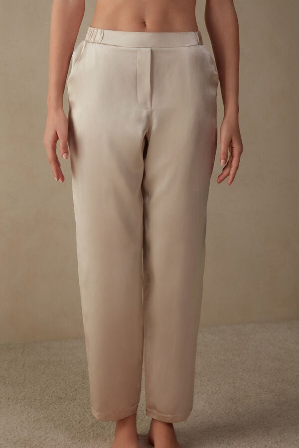 Cream Pink Intimissimi Straight Silk Women Pants | BfN8Xu2m