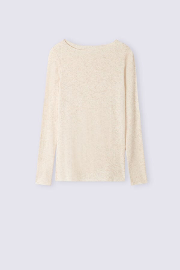 Cream White Intimissimi Crewneck In Modal Light With Cashmere Lamé Women Sweater | mZfc3aRs