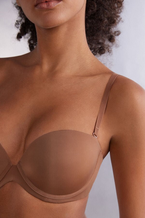 Dark Beige Intimissimi Anna Bandeau Ultralight Microfiber Women Bra | 2qkhD1JJ