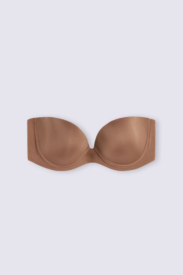 Dark Beige Intimissimi Anna Bandeau Ultralight Microfiber Women Bra | 2qkhD1JJ