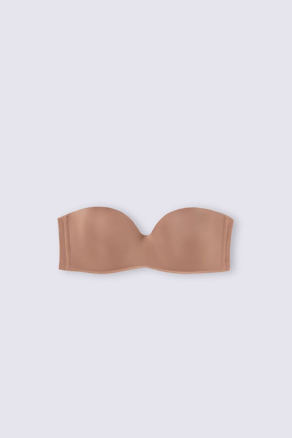 Dark Beige Intimissimi Gioia Bandeau Ultralight Microfiber Women Bra | fgKfb8BI