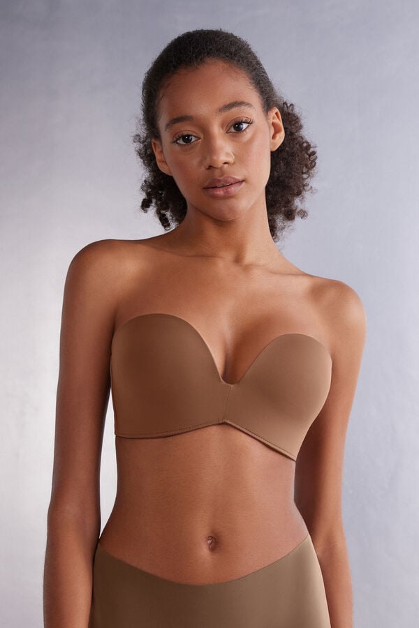 Dark Beige Intimissimi Laura Microfiber Bandeau Women Bra | s2ZQ66nH