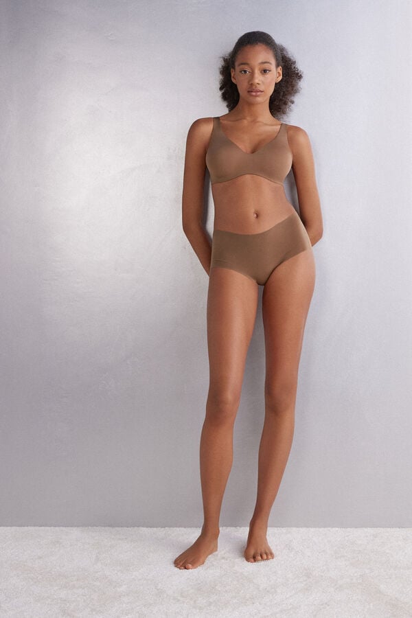 Dark Beige Intimissimi Seamless Microfiber Hipster Women Briefs | aqf7zHh7