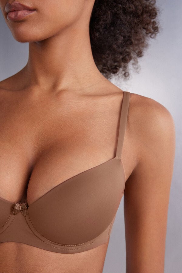 Dark Beige Intimissimi Sofia Microfiber Padded Balconette Women Bra | pubDnRHf