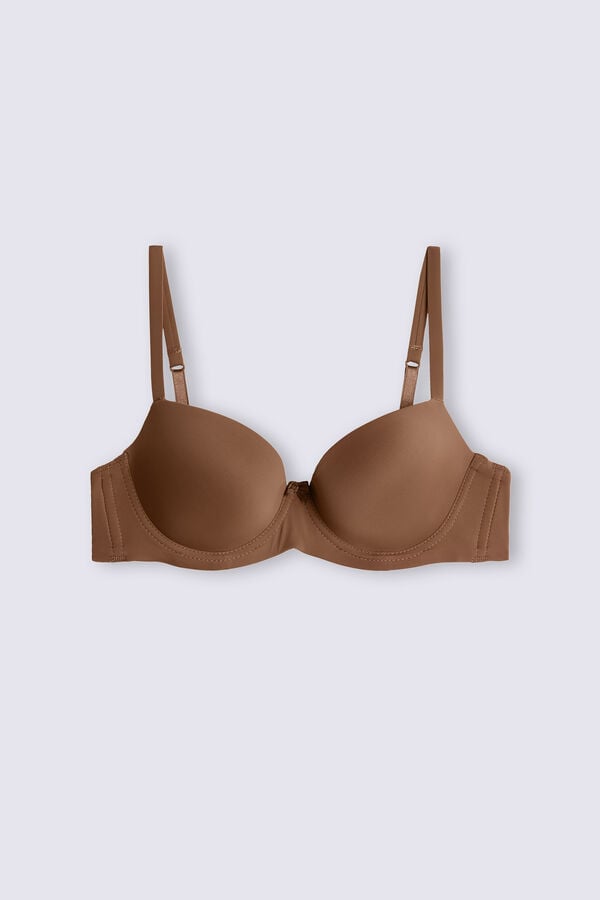 Dark Beige Intimissimi Sofia Microfiber Padded Balconette Women Bra | pubDnRHf