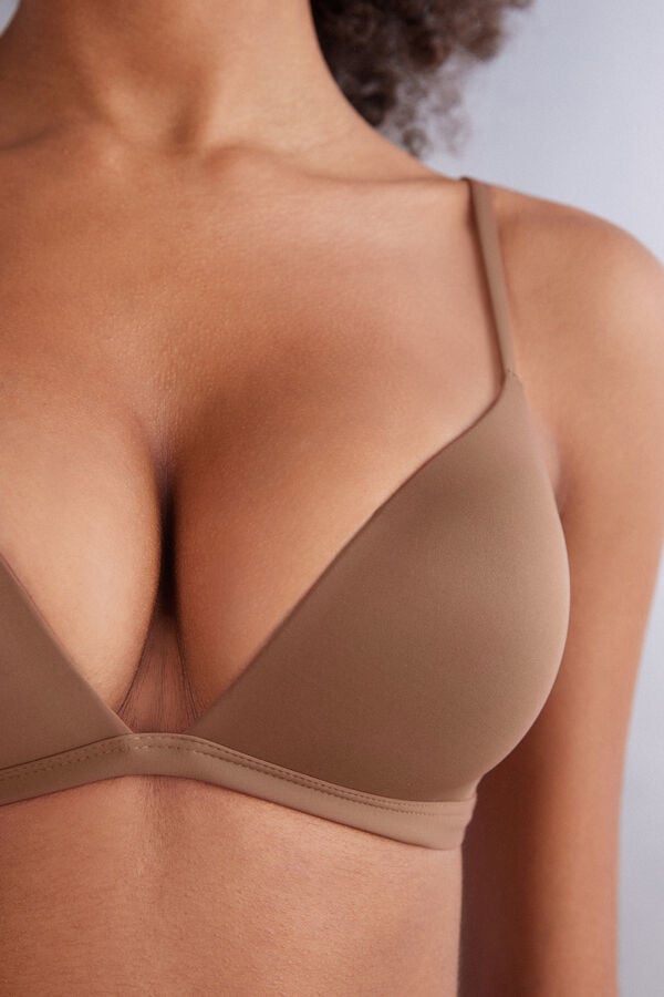 Dark Beige Intimissimi Tiziana Microfiber Triangle Women Bra | wqvnsntz