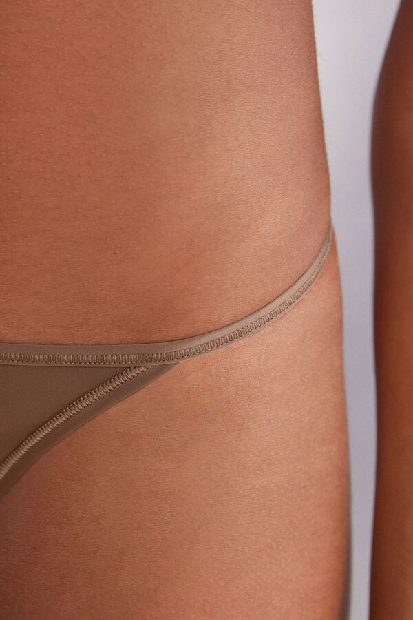 Dark Beige Intimissimi Ultralight Microfiber Straps Women Thong | TZygFpsz