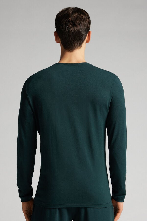 Dark Green Intimissimi Modal-Cashmere Men Long Sleeve | ZXNDtclv