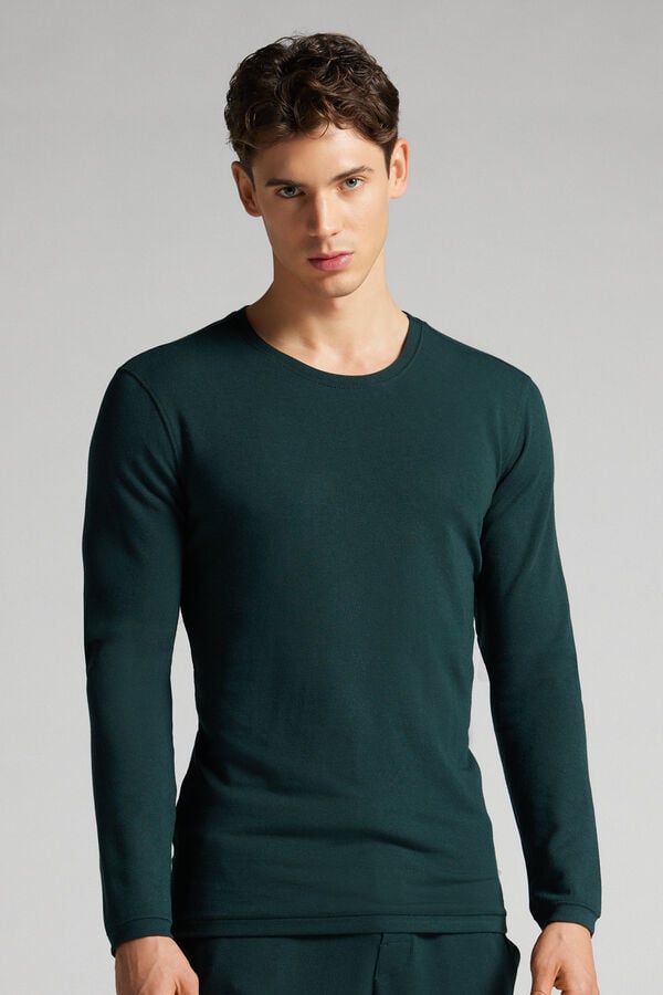 Dark Green Intimissimi Modal-Cashmere Men Long Sleeve | ZXNDtclv