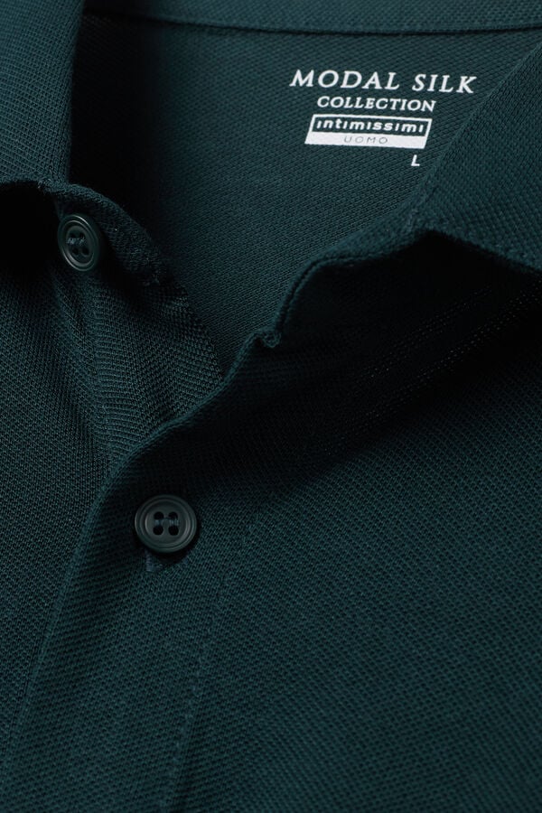 Dark Green Intimissimi Modal And Silk Piqué Men Shirt | Ic6Fe21W