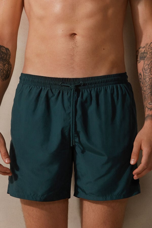 Dark Green Intimissimi Plain Men Swim Trunks | hvjZNUAh