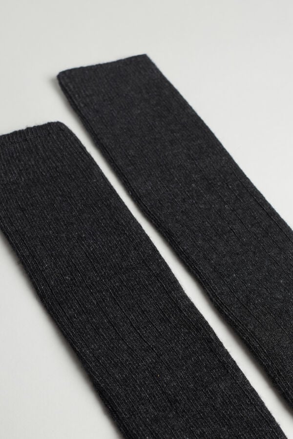 Dark Grey Intimissimi Long Ribbed Cashmere And Wool Men Socks | SRAD84gt