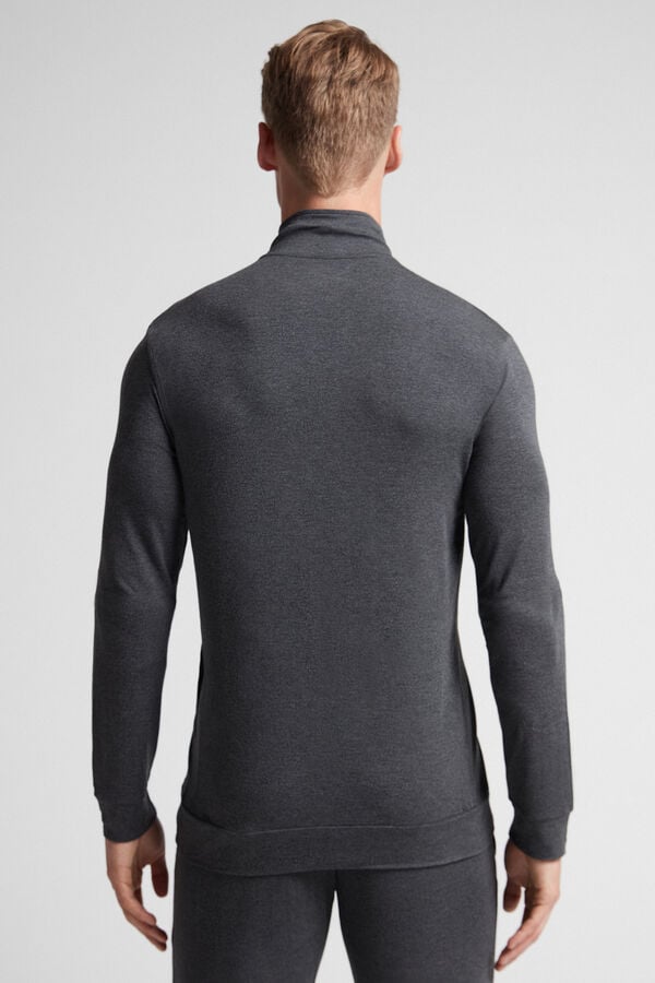 Dark Grey Intimissimi Silk And Modal Zip-Up Men Sweatshirt | pDh0e0Bc