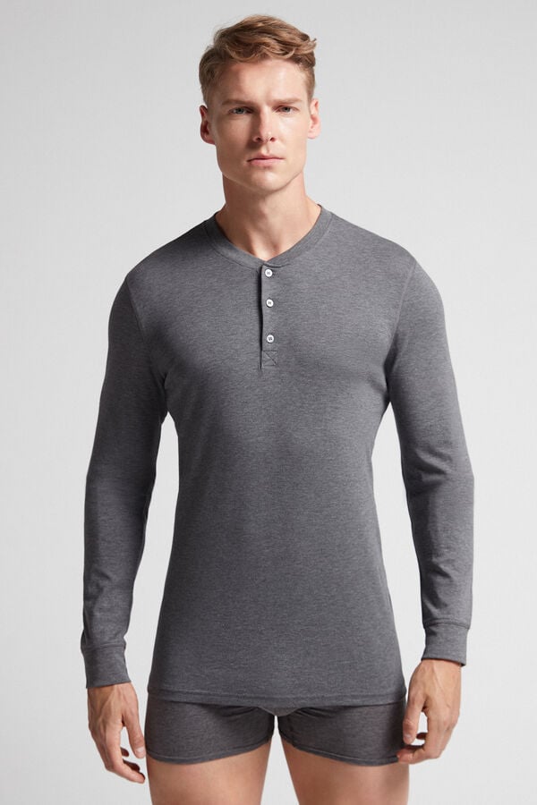 Deep Grey Intimissimi Cottons Men Long Sleeve | lAmKrJWF