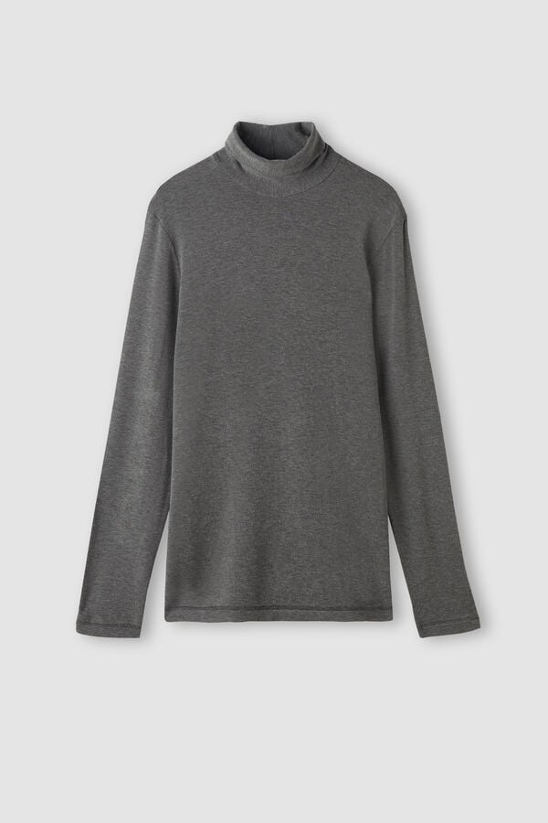 Deep Grey Intimissimi High-Neck Modal-Cashmere Men Long Sleeve | lFq1icqW