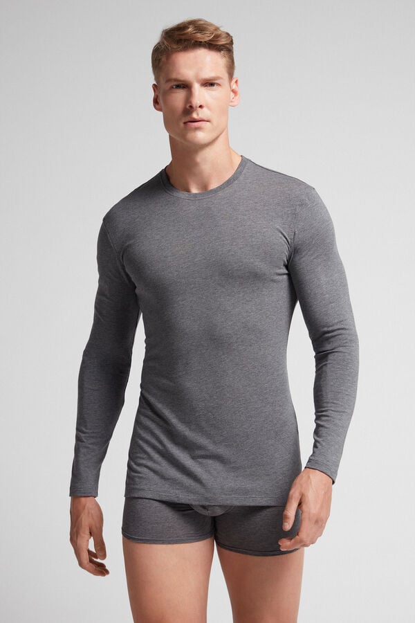 Deep Grey Intimissimi Stretch Superior Cotton Men Long Sleeve | J9igUWr9