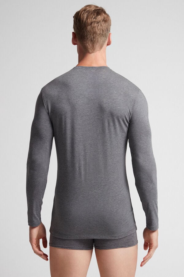 Deep Grey Intimissimi Stretch Superior Cotton Men Long Sleeve | J9igUWr9