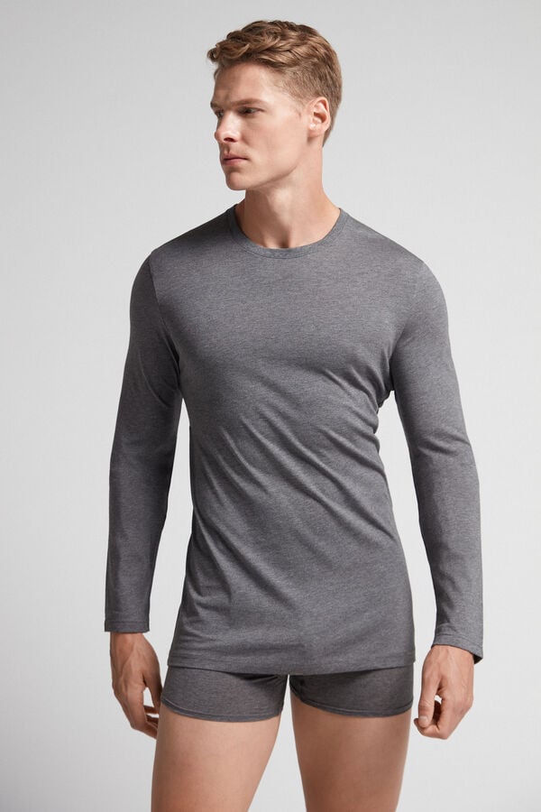 Deep Grey Intimissimi Superior Cotton Men Long Sleeve | IieXuNZW